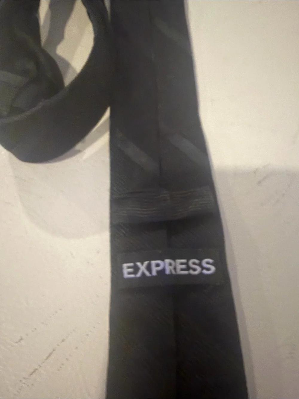 Express Black Slim Striped Tie